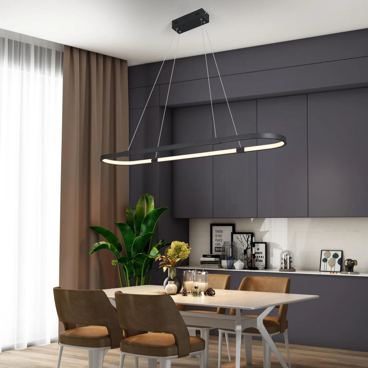 Moderne LED-Pendelleuchte für lineare und elegante Wohnraumgestaltung