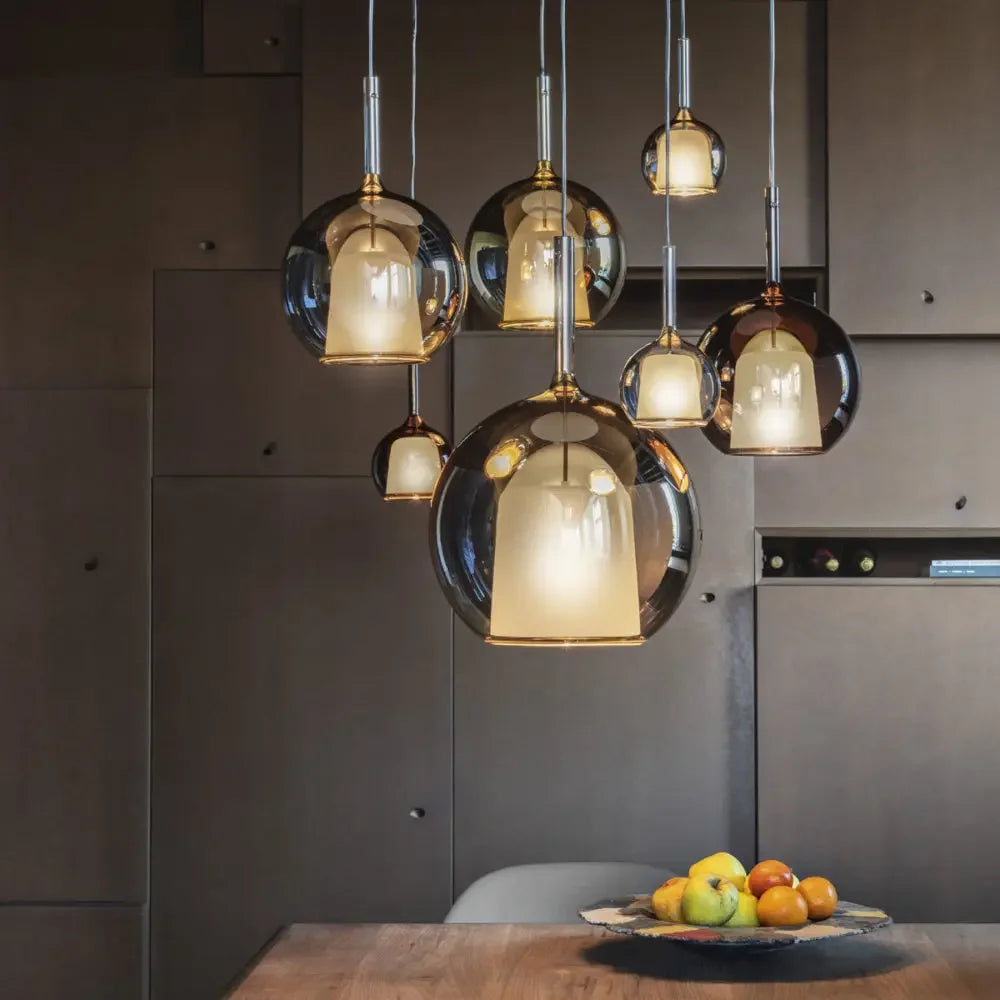 Suspension moderne led en verre pour restaurant intérieur