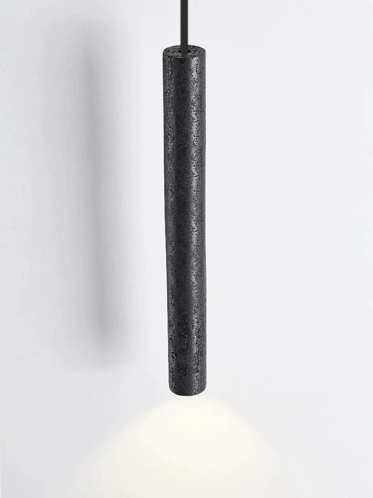 Led lustre chambre chevet suspension lampe Tube longue ligne petite lumière naturelle pierre noire maison chambre décoration luminaire - vue 4 sur 8