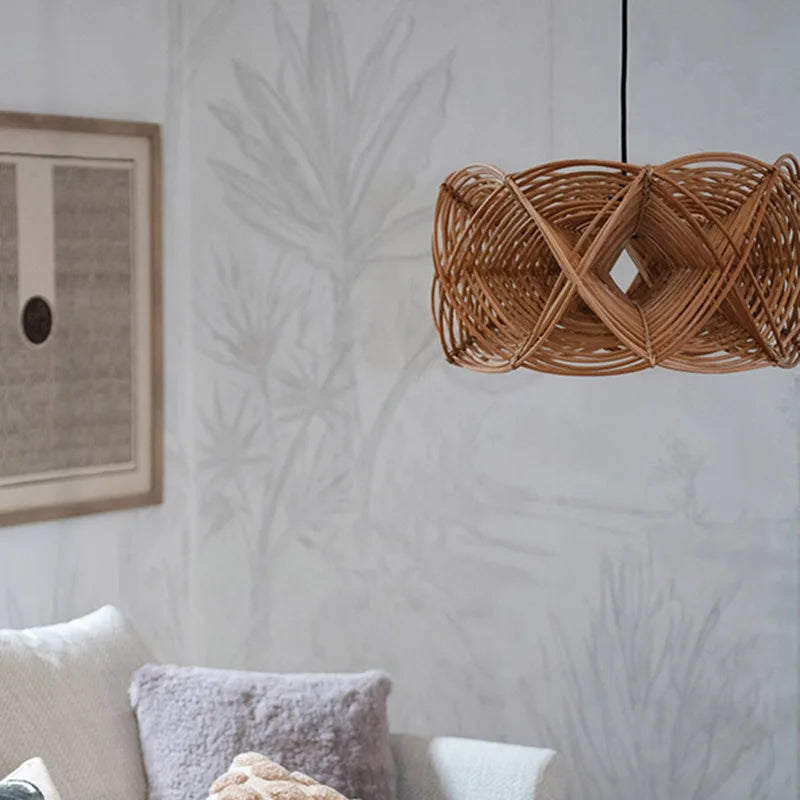 Lampe créative en rotin minimaliste faite à la main - vue 5 sur 6