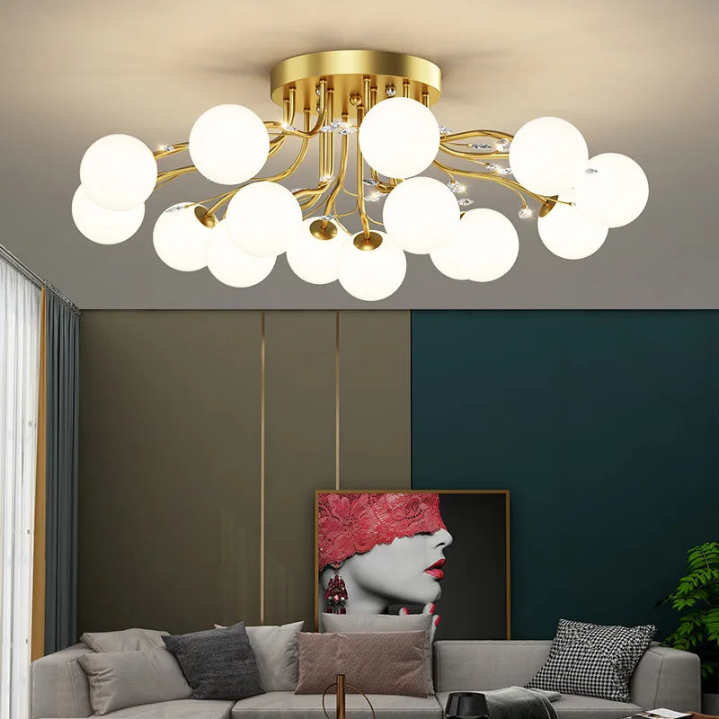 lustre à led en verre bulles design moderne et élégant - vue 7 sur 18