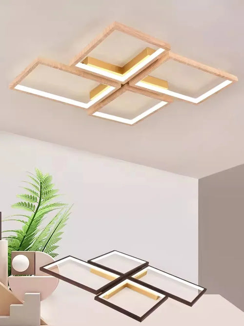 LED-Deckenleuchte modernes Design aus Metall und Holz elegant - vue 3 sur 10