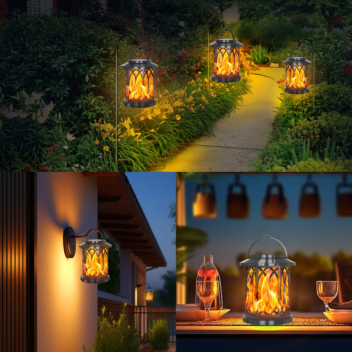 Solare LED-Pendelleuchte mit Flammeneffekt für den Außenbereich - vue 3 sur 6
