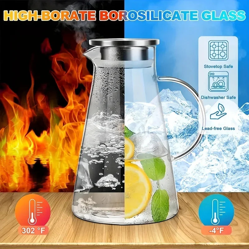Carafe en verre avec tasses poignée grande capacité