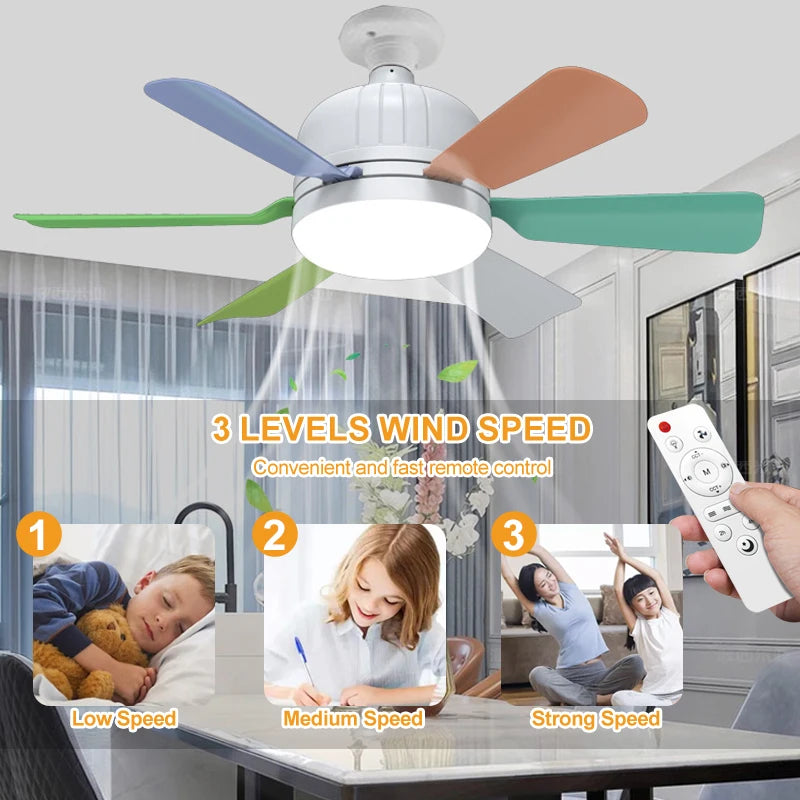 plafonnier ventilateur lumineux avec télécommande intelligente pour intérieur - vue 3 sur 8