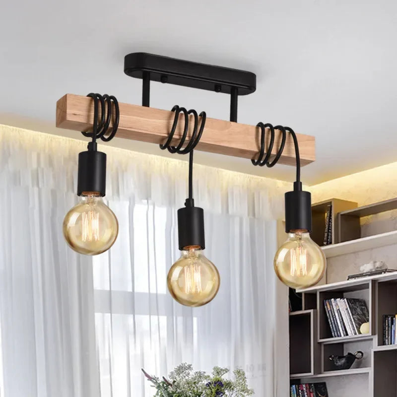suspension double usage en bois art américain rétro décoratif - vue 2 sur 6