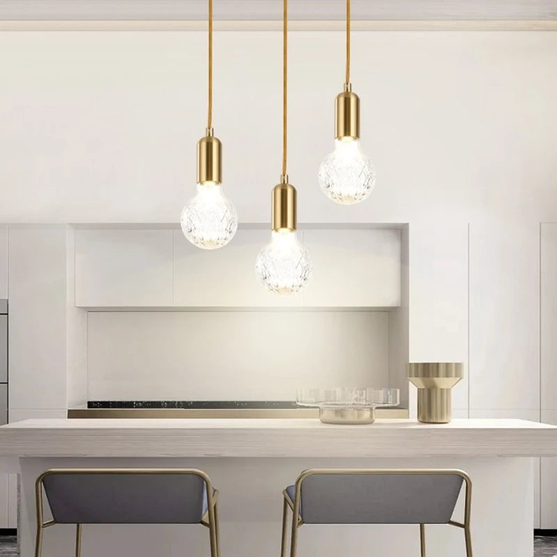 suspension LED en verre de cristal design nordique moderne - vue 5 sur 11