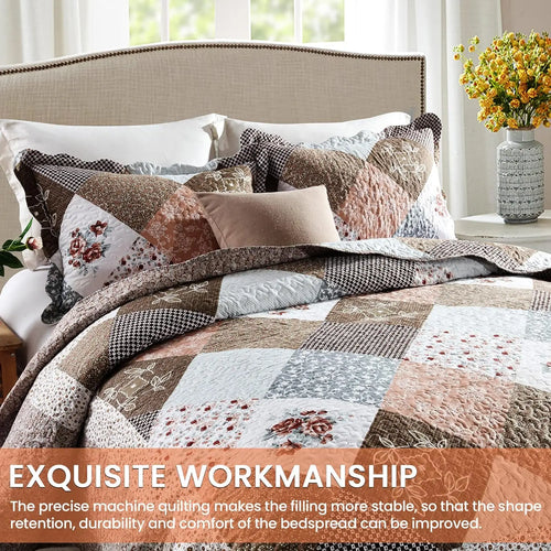 （Kostenloser Versand）Tagesdecke Patchwork 220x240cm, Bettüberwurf 230x250cm für Doppelbett, Gesteppte Patchworkdecke - vue 3 sur 6