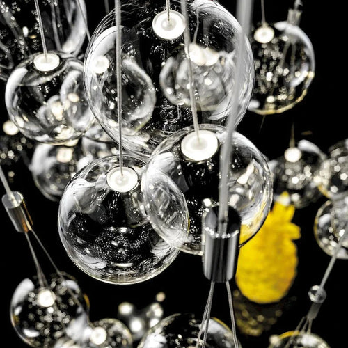 lustre nordique en verre avec suspension led pour décoration intérieure