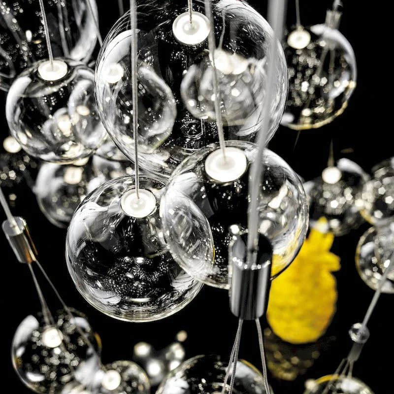 lustre nordique en verre avec suspension led pour décoration intérieure - vue 6 sur 12