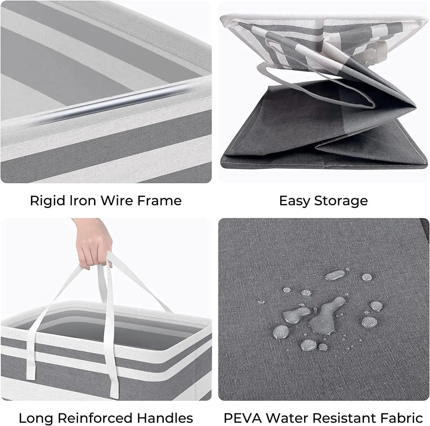 panier à linge pliable en tissu imperméable grande capacité - vue 9 sur 8