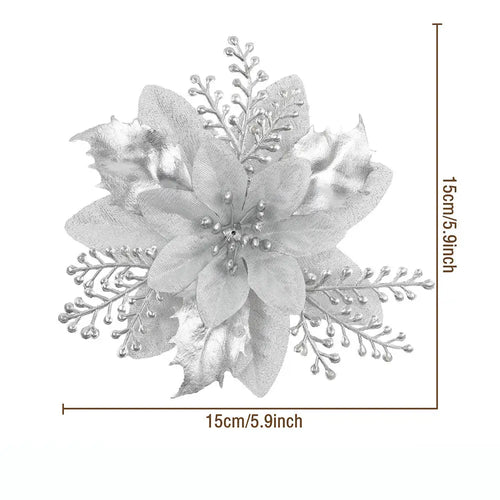 décoration suspendue fleur pailletée pour arbre de noël - vue 34 sur 34