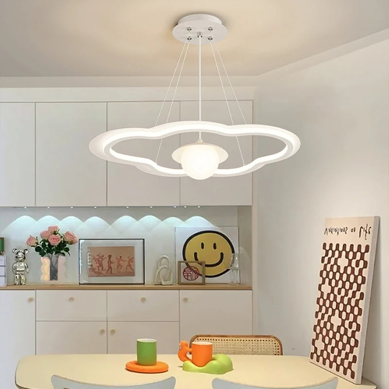 lustre led avec abat-jour nuage pour décoration intérieure - vue 7 sur 9