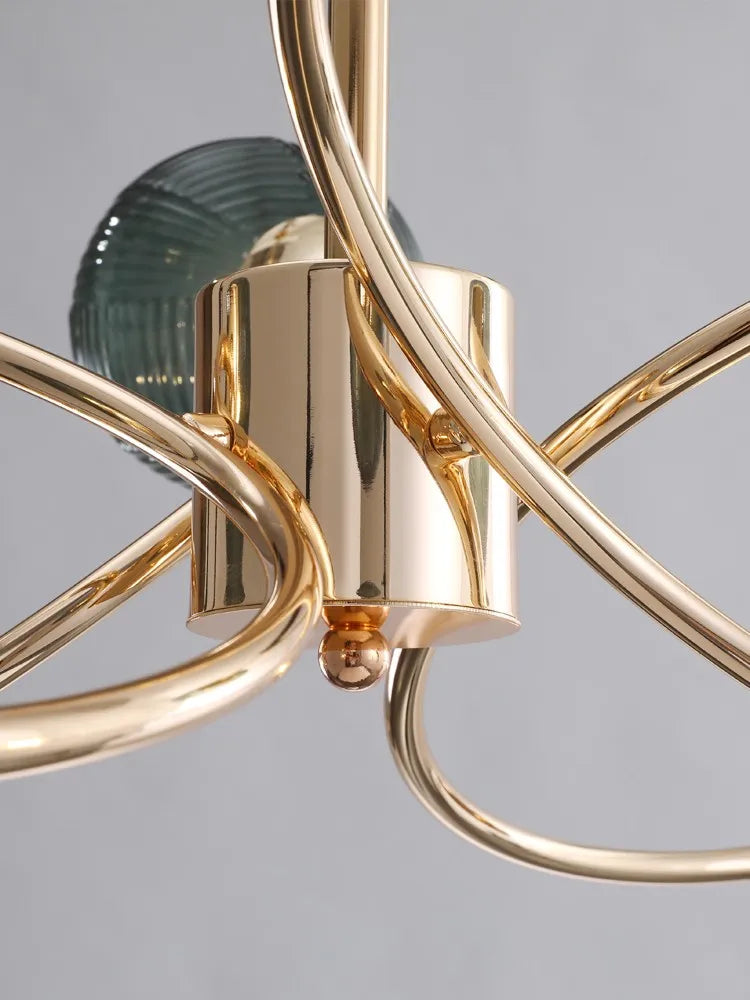 lustre nordique luxueux brillant avec boule de verre - vue 5 sur 9