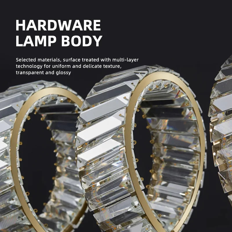 lustre suspendu design en spirale en cristal moderne - vue 6 sur 12