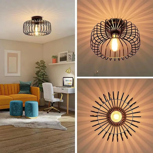 Simple cage à oiseaux plafonnier intérieur chambre salon couloir plafonnier E26 lampes de restaurant luminaires décoratifs AC 110 V - vue 3 sur 6
