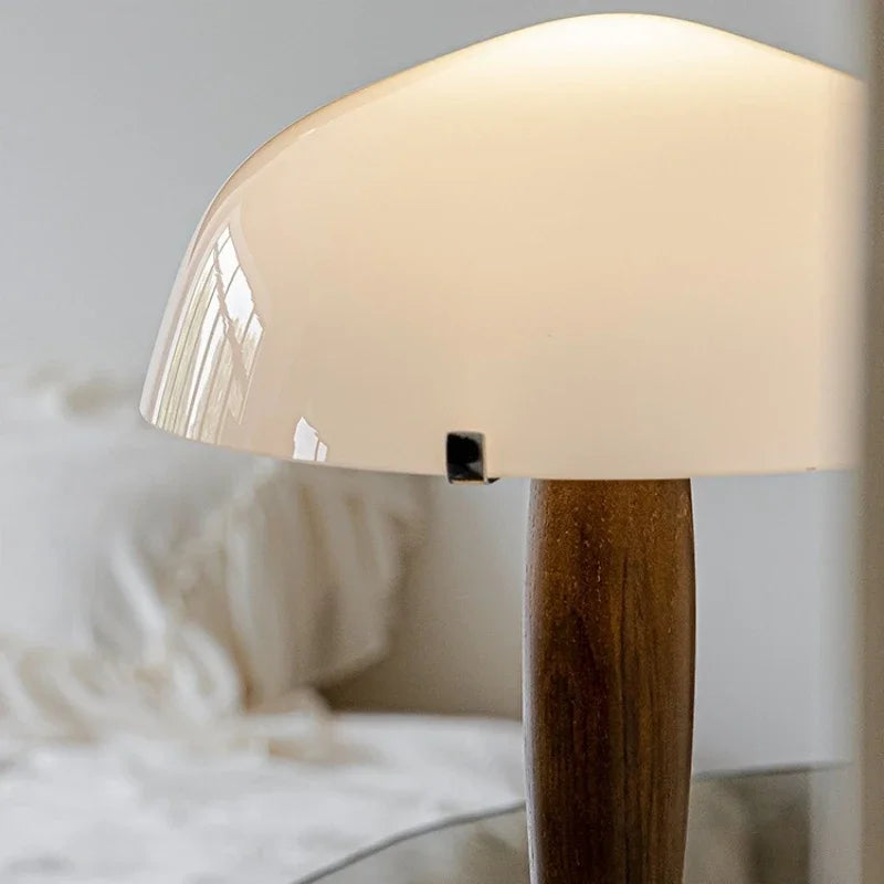 Denmark&Traraditino Herman SHY3 Walnut Wood Desk Lamp Table Light Marble Base Glass Shade - vue 7 sur 7