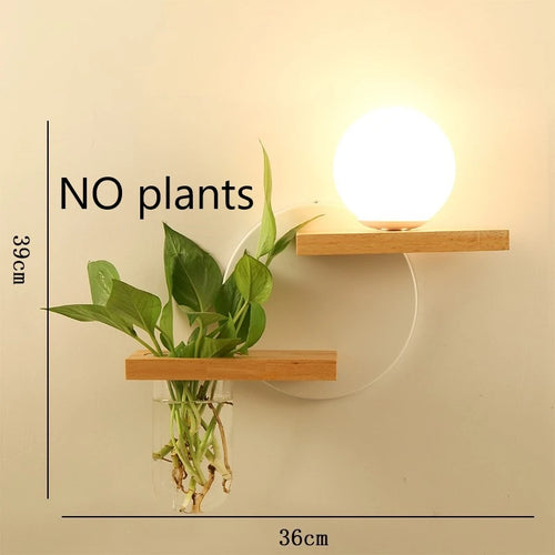 LED-Wandleuchte aus Holz mit nordischem Pflanzengefäß - vue 9 sur 23