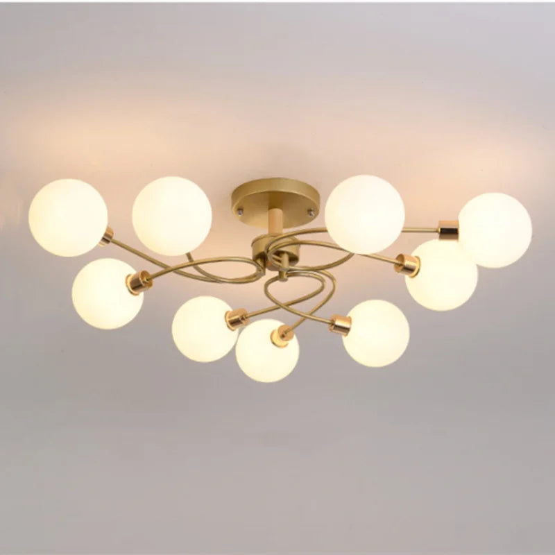 Plafonnier boule de verre nordique or noir pour salon chambre Hall suspension lampe décor à la maison éclairage Lustres Luminaires - vue 3 sur 9