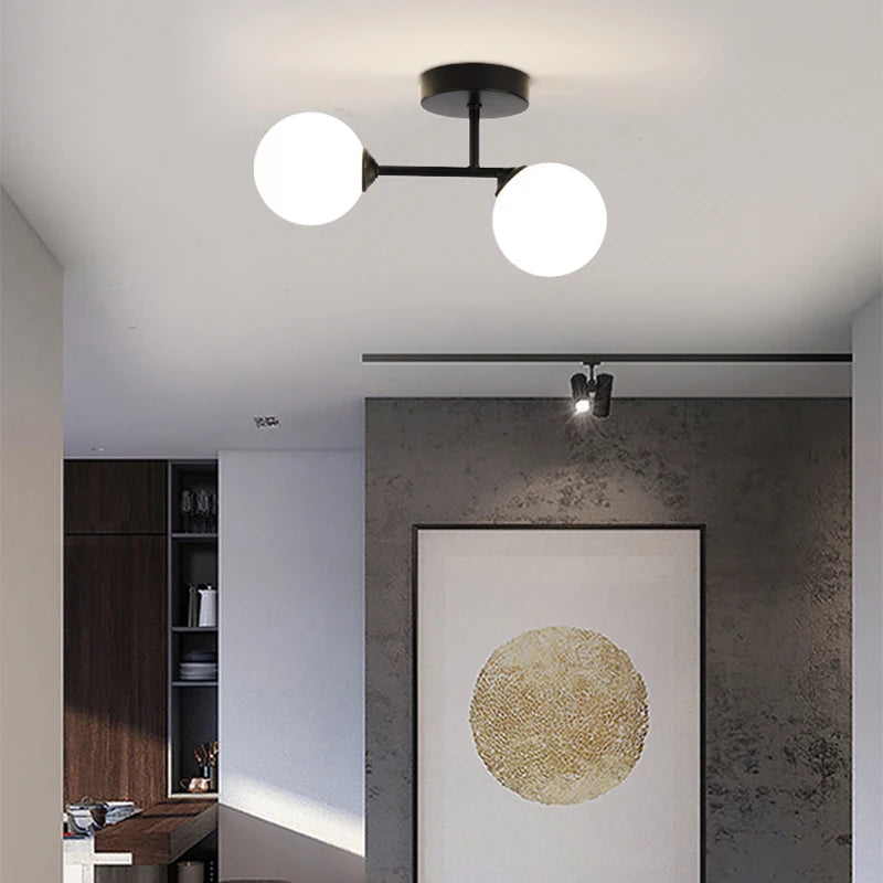led plafonnier décor intérieur chambre salon couloir boule nordique - vue 3 sur 8