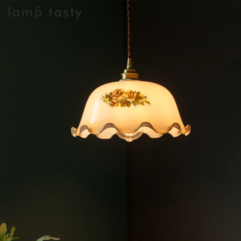 suspension vintage en verre fleur led pour intérieur - vue 5 sur 29