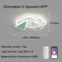 Deckenventilator mit Licht Flugzeug-Design und Fernbedienung für Kinder