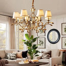 lustre rétro américain en or cuivre avec nuances fleur led