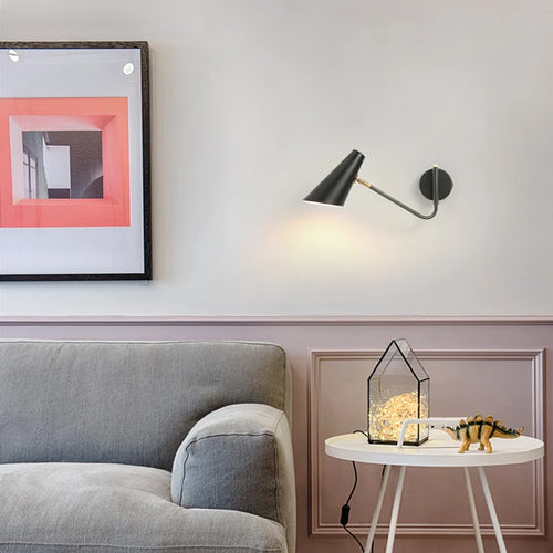 Applique murale rétro réglable interrupteur noir or led e27 - vue 5 sur 10