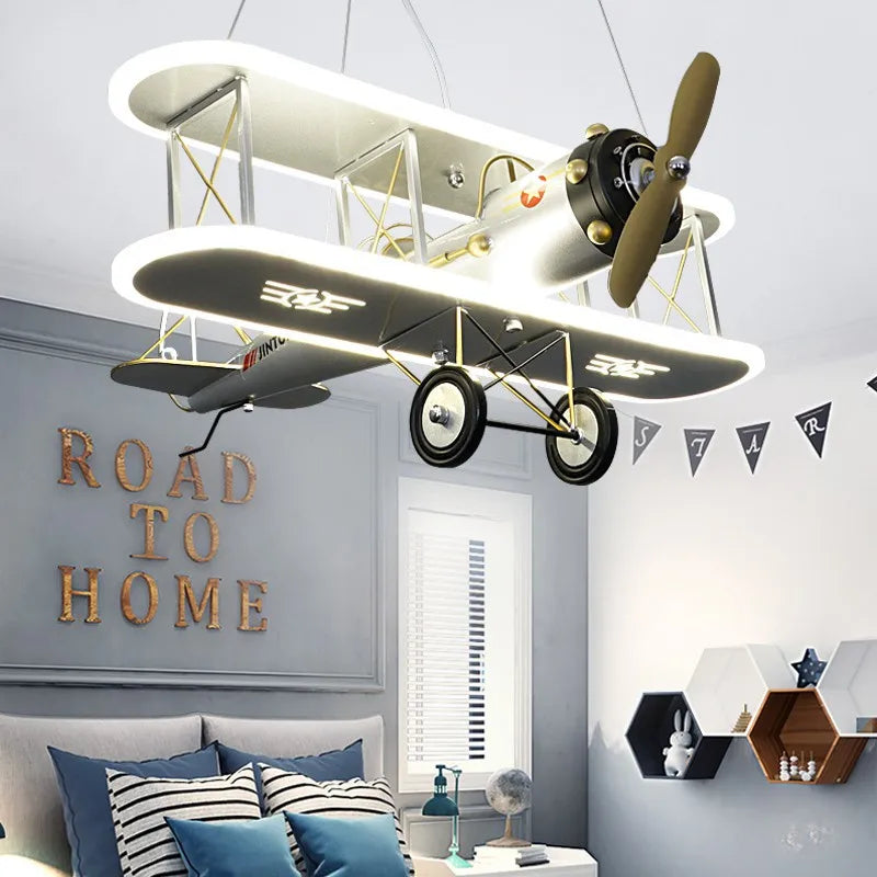 lustre créatif avion hélicoptère pour chambre enfant moderne - vue 5 sur 9