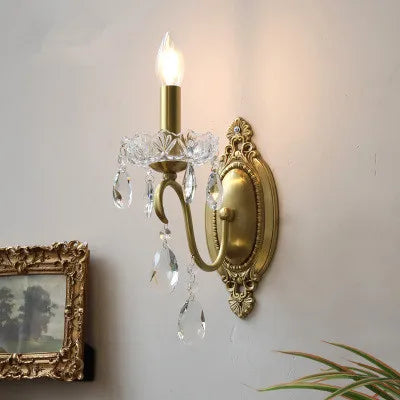 Retro-Kristallwandleuchte aus Kupfer für die Innendekoration