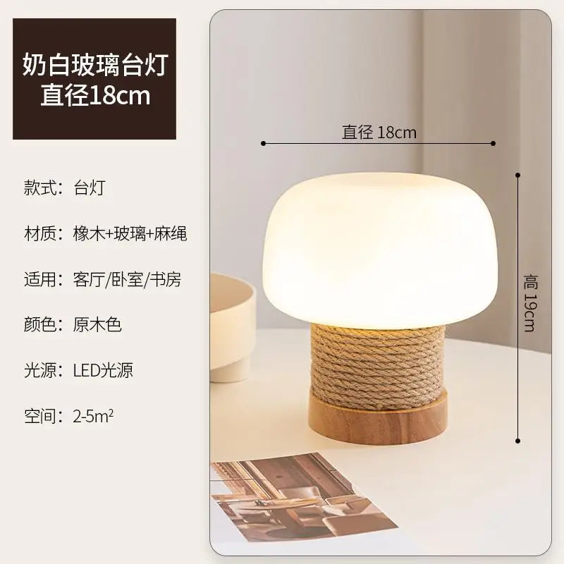 Wabi-Sabi-Pendelleuchte aus weißem Glas mit Hanfseil