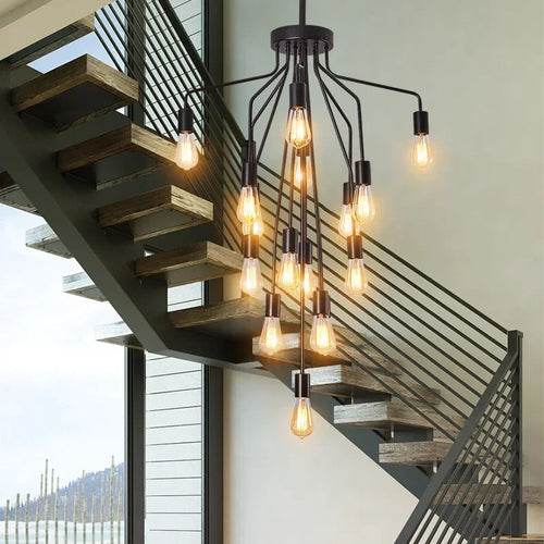lustre rétro en fer avec led pour décoration intérieure - vue 5 sur 8