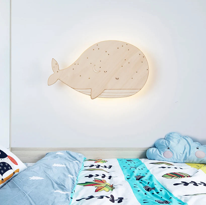 applique murale baleine en bois pour enfants décorative et moderne - vue 4 sur 8