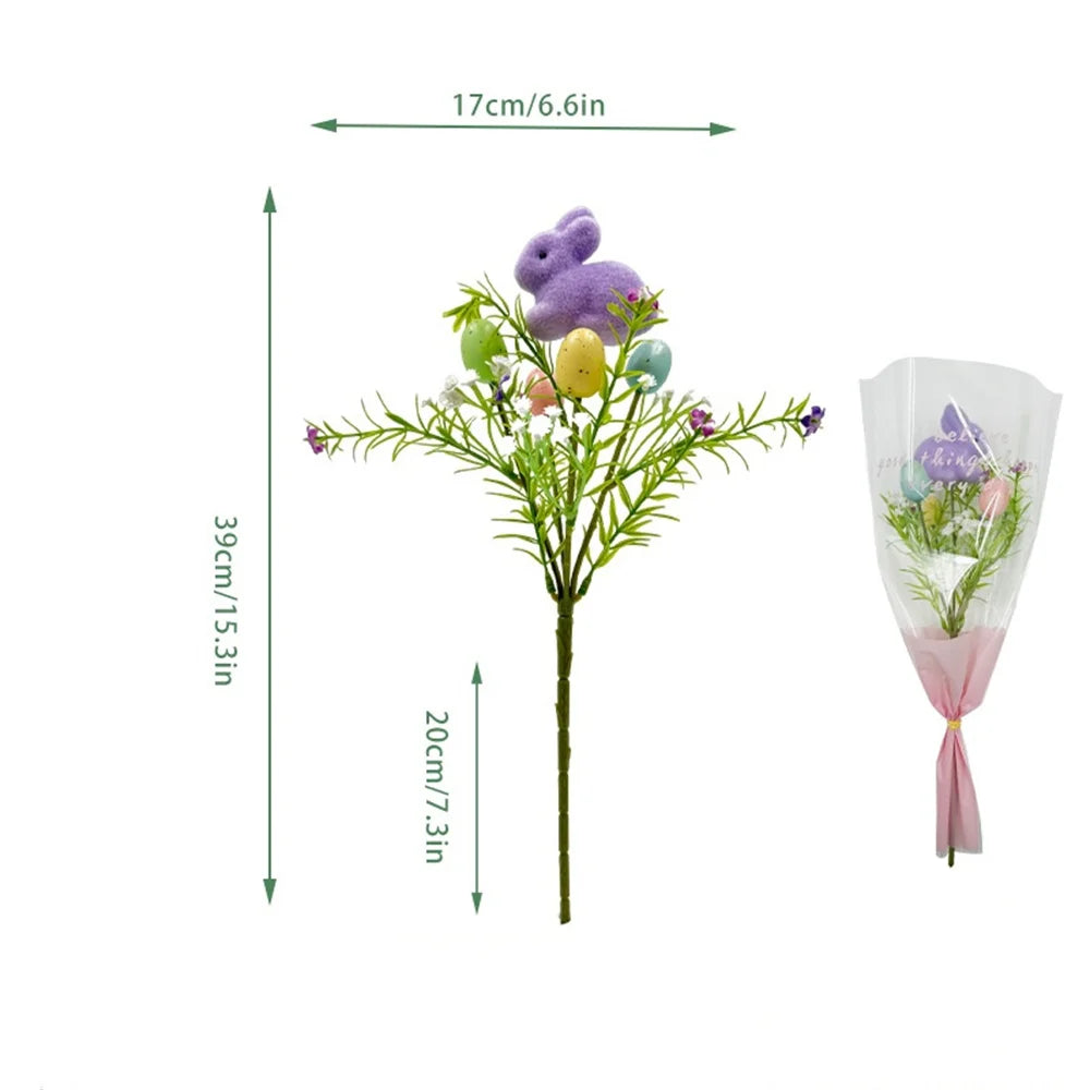 décoration florale artificielle de pâques avec lapins et œufs - vue 14 sur 16