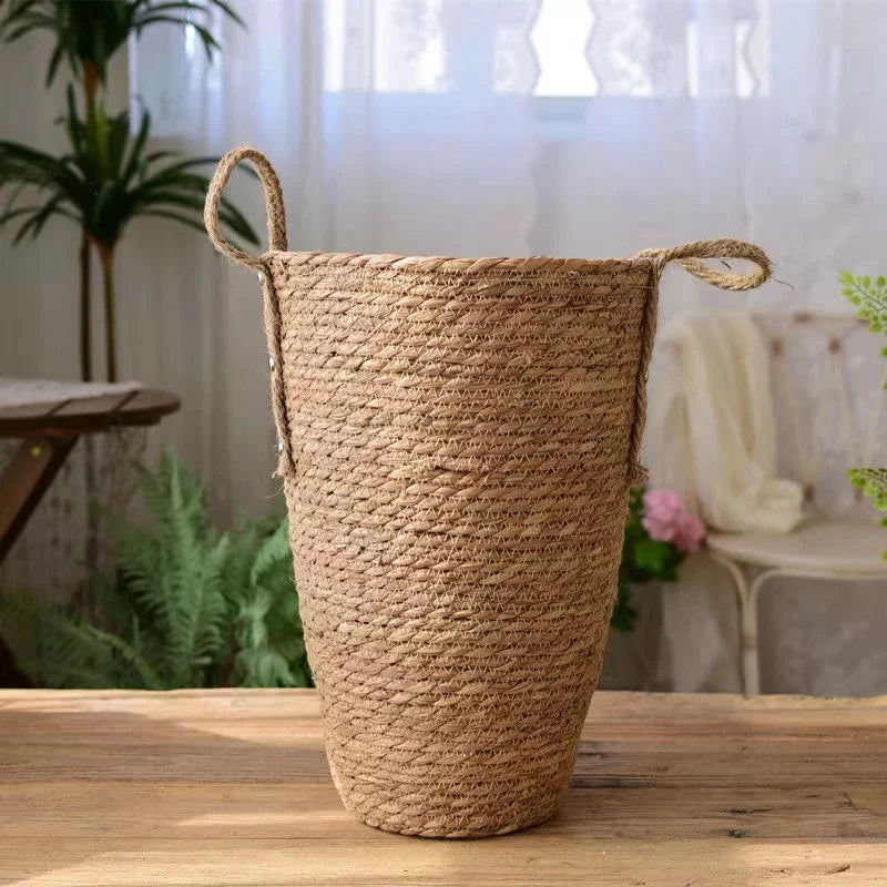 grand panier en osier pour jardin rangement et décoration