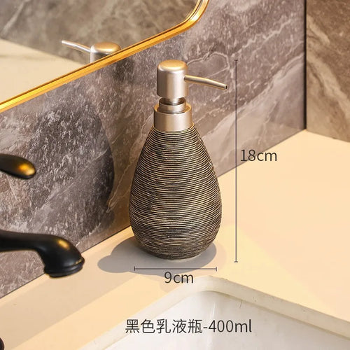 Creative Retro Style Ceramic Push-Type Soap Dispenser With Pump,  Hand Soap Bottle, Suitable For Bathrooms Kitchens And Toilets - vue 10 sur 11