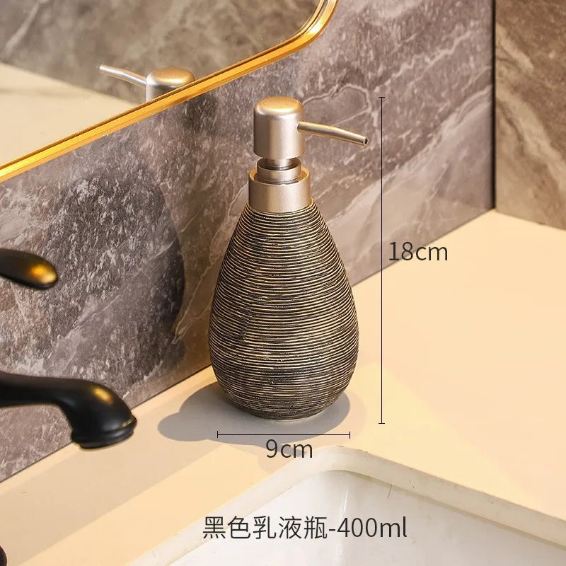 Creative Retro Style Ceramic Push-Type Soap Dispenser With Pump,  Hand Soap Bottle, Suitable For Bathrooms Kitchens And Toilets - vue 9 sur 11