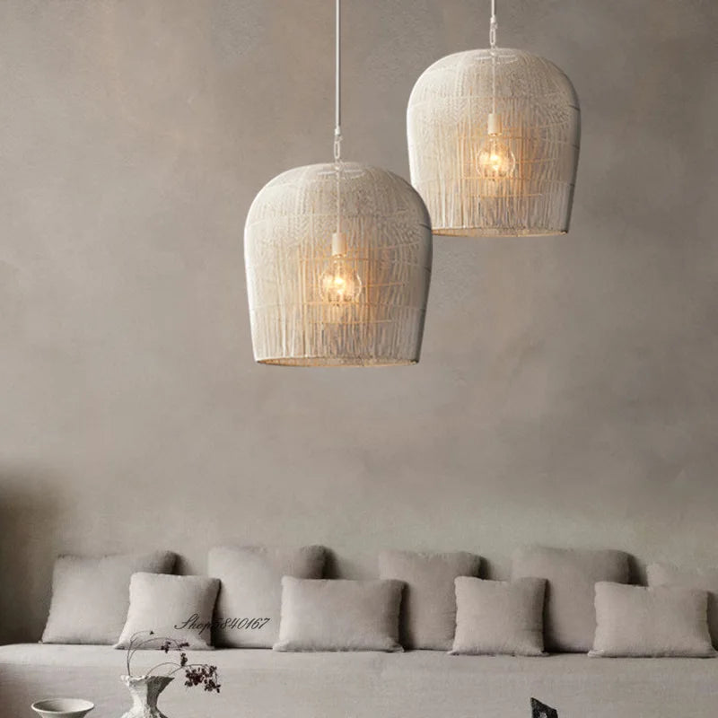 Suspension en rotin de Style Wabi-sabi - vue 3 sur 16