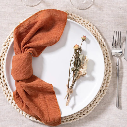 Serviette de table lot 10 gaze coton artisanale - vue 6 sur 6