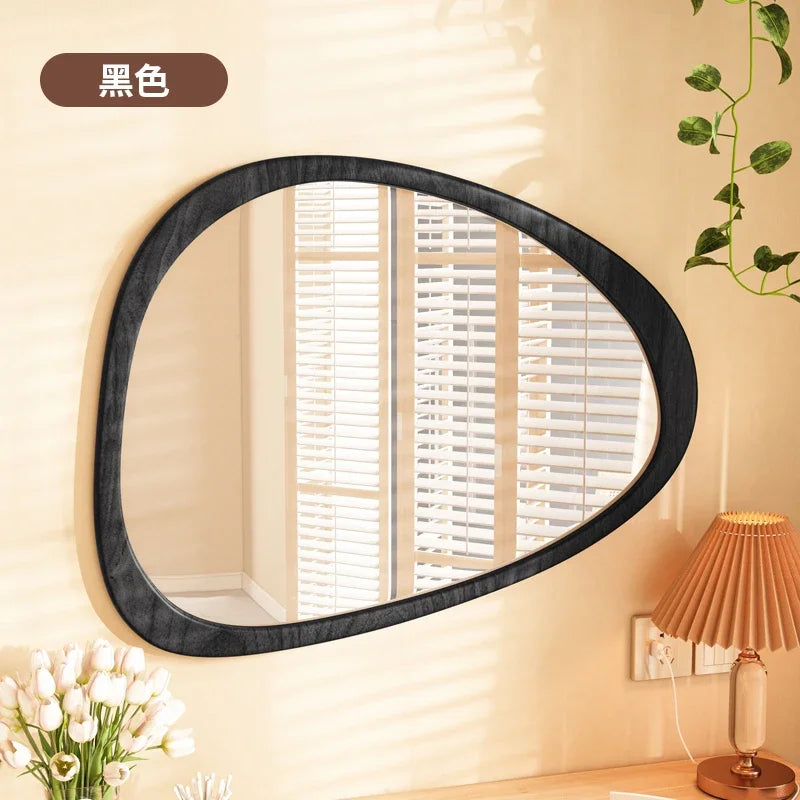 miroir mural en bois du milieu du siècle tendance réfléchissant HD - vue 8 sur 10