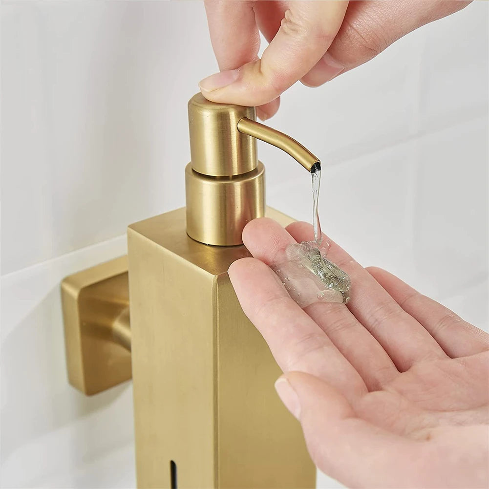distributeur de savon manuel en acier inoxydable pour salle de bain - vue 8 sur 9