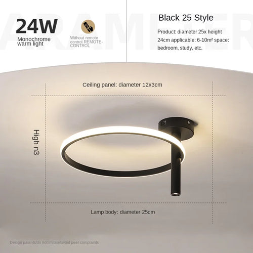Moderner LED-Deckenleuchte Minimalistisch Ringförmig für Wohnräume - vue 18 sur 24
