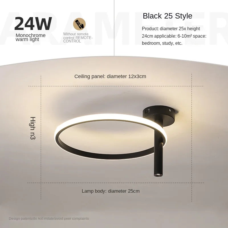 Moderner LED-Deckenleuchte Minimalistisch Ringförmig für Wohnräume - vue 18 sur 24