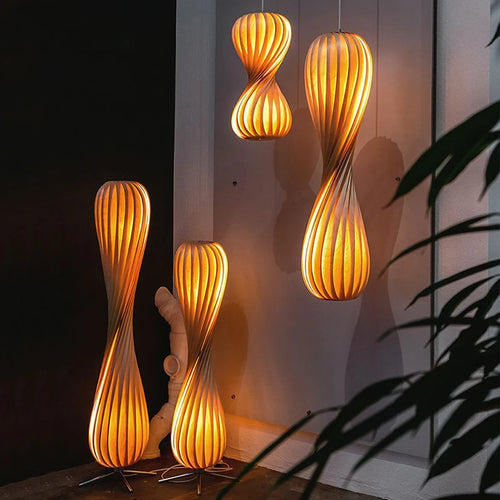 Wabi Sabi – Stehleuchte aus Holz, schlicht und retro - vue 5 sur 8