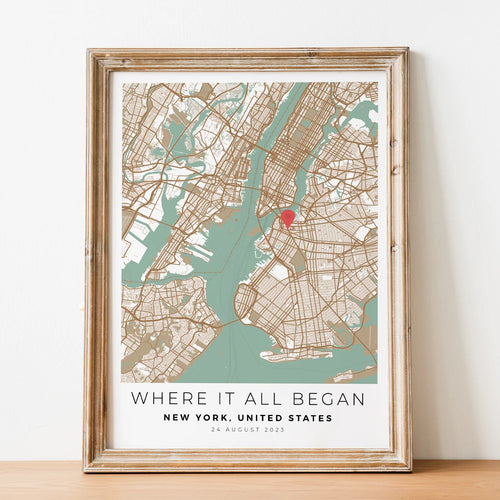 carte de ville personnalisée pour un cadeau romantique