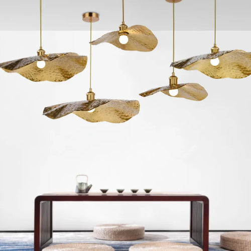 lustre simple en cuivre créatif en forme de lotus - vue 3 sur 9