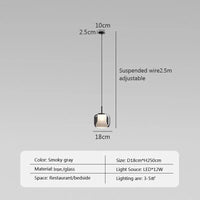 Moderne LED-Pendelleuchte aus rauchgrauem Glas mit drei Köpfen
