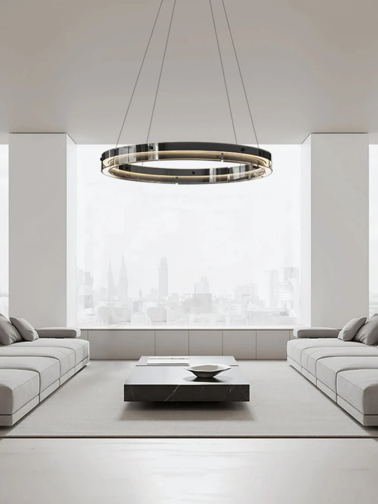 suspension circulaire en verre design moderne et minimaliste - vue 4 sur 11
