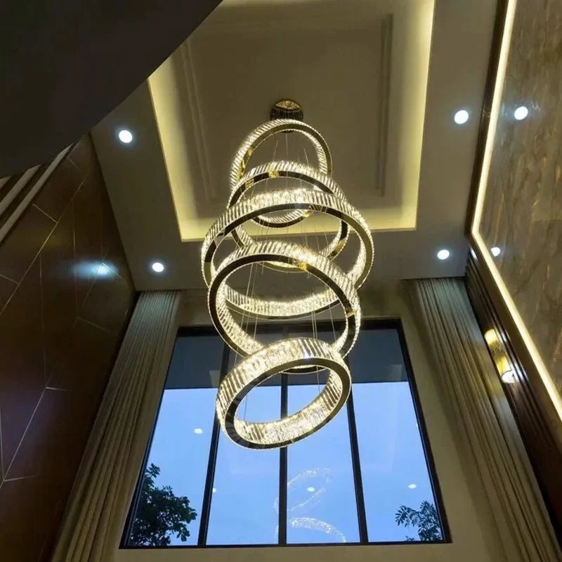 lustre moderne en cristal avec anneau pour décoration intérieure - vue 6 sur 7