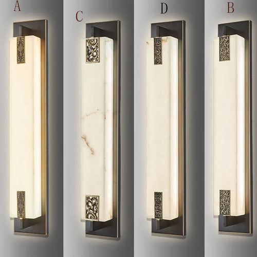 Moderne Wandleuchte aus chinesischem Marmor mit Knoten und LED-Licht - vue 5 sur 11